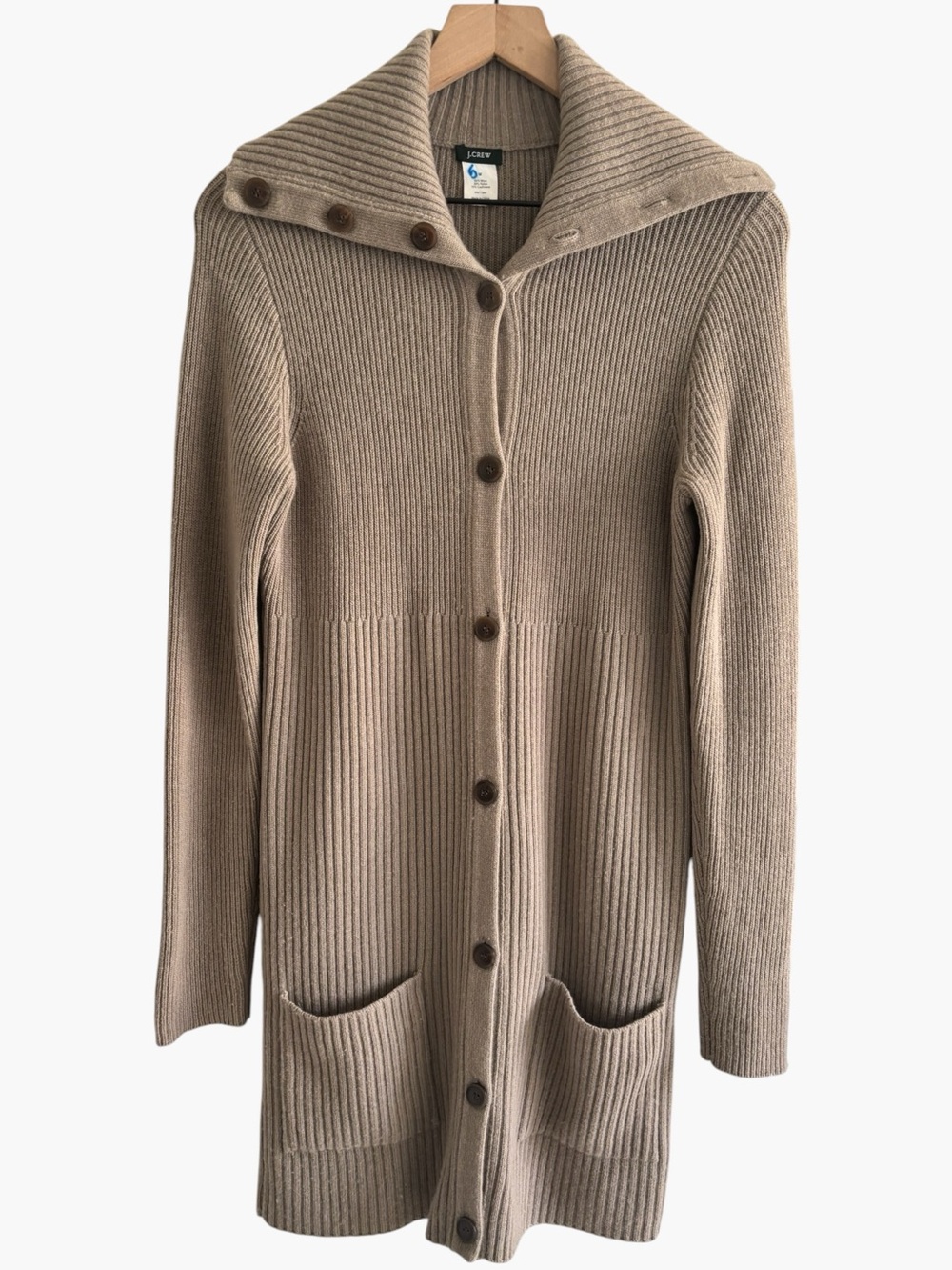 J.Crew Ribbed Wool Cashmere Blend Cardigan Sweater Coat Long Sleeve Size Medium